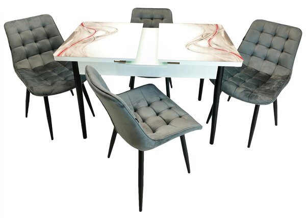 Set Masă Extensibilă Rio cu 4 Scaune Osaka Gri: Model Gentle Silk