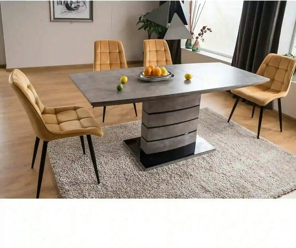 Scaun CHIC, galben curry/negru stofa catifelata/metal, 50x58x88 cm