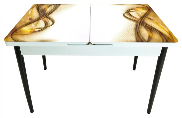 Masa extensibila Rio, DENVER, Golden Flow, picioare negre, 110x70x76 cm