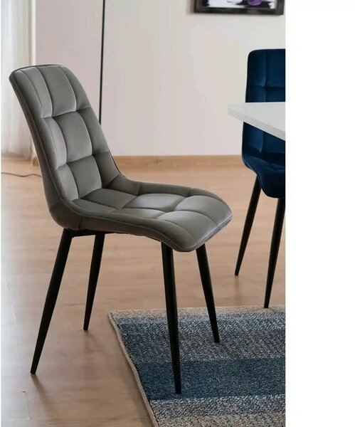 Scaun tapitat stofa CHIC, catifea gri - Bluvel 14, 50x58x88 cm