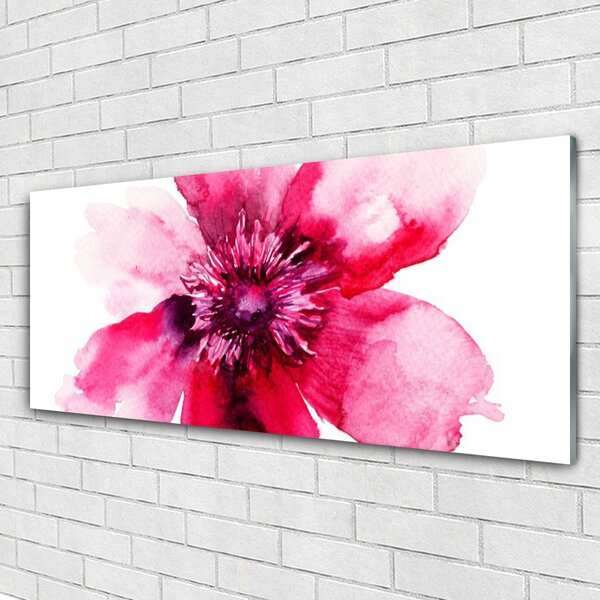 Tablou pe sticla Florale flori roz alb