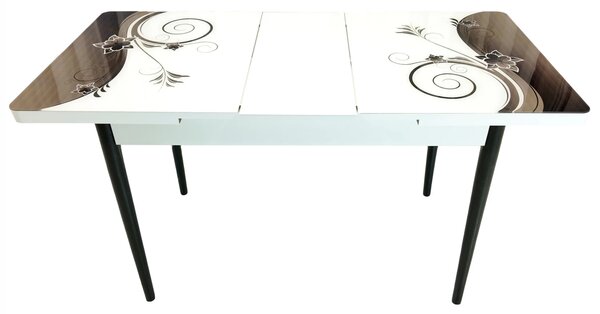 Masa extensibila Rio, DENVER, Velvet Bloom, picioare negre, 110x70x76 cm