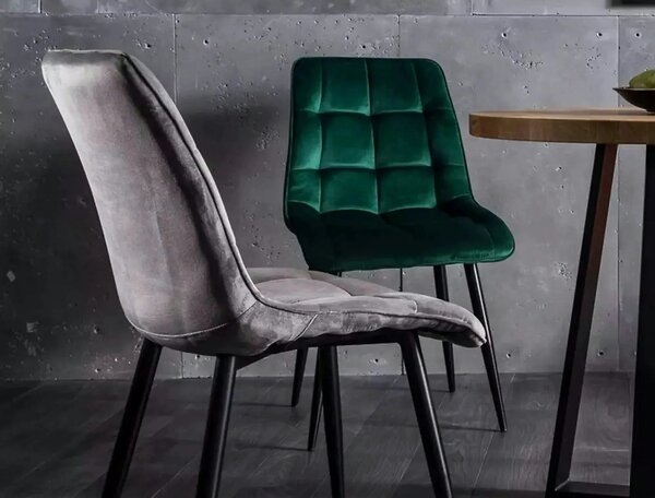 Scaun tapitat stofa CHIC, catifea gri - Bluvel 14, 50x58x88 cm