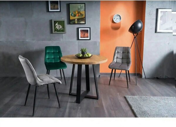 Scaun CHIC, verde/negru, stofa catifelata/metal, 50x58x88 cm