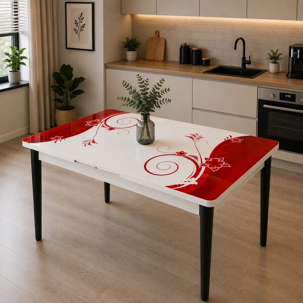 Masa extensibila Rio, DENVER, Eternal Rose, picioare negre, 110x70x76 cm