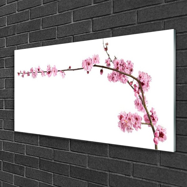 Tablou pe sticla Flori Floral Roz Alb