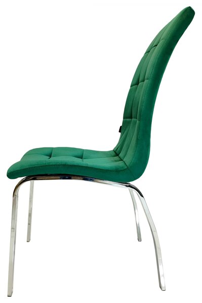 Set 4 scaune Rimini, DENVER, catifea verde, picioare metalice, 43x56x104 cm