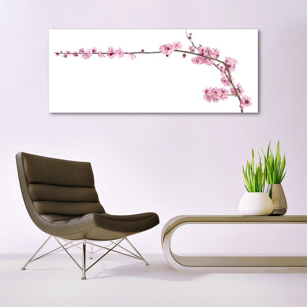 Tablou pe sticla Flori Floral Roz Alb