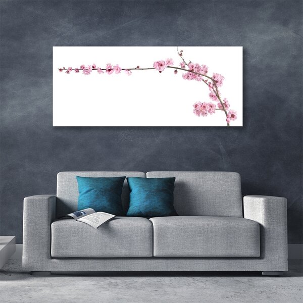Tablou pe sticla Flori Floral Roz Alb