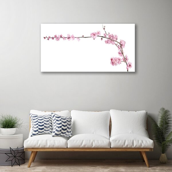 Tablou pe sticla Flori Floral Roz Alb