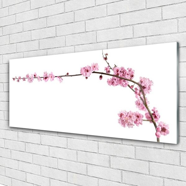 Tablou pe sticla Flori Floral Roz Alb