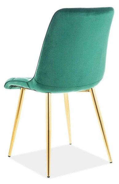 Scaun tapitat stofa verde CHIC, catifea/metal, 50x58x88 cm