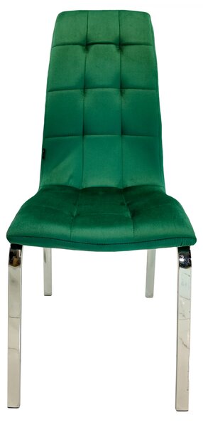 Set 4 scaune Rimini, DENVER, catifea verde, picioare metalice, 43x56x104 cm