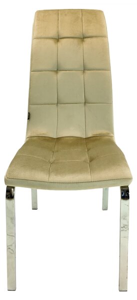 Set 4 scaune Rimini, DENVER, catifea bej, picioare metalice, 43x56x104 cm