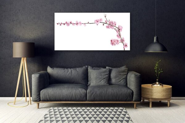Tablou pe sticla Flori Floral Roz Alb