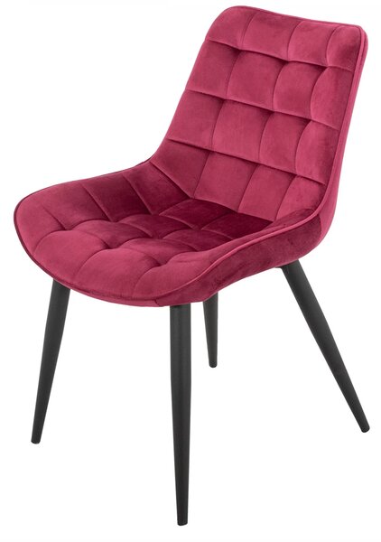 Set 2 scaune Osaka, DENVER, catifea bordo, picioare metalice negre, 53x53x86 cm