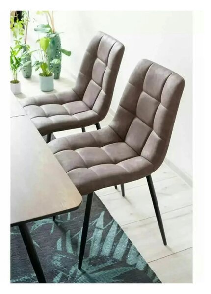 Scaun LOOK, maro/negru, piele ecologic/metal, 45x38x88 cm