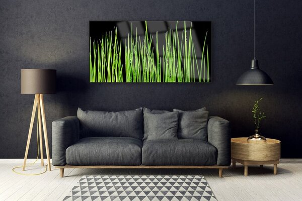Tablou pe sticla Weed Floral Verde Negru