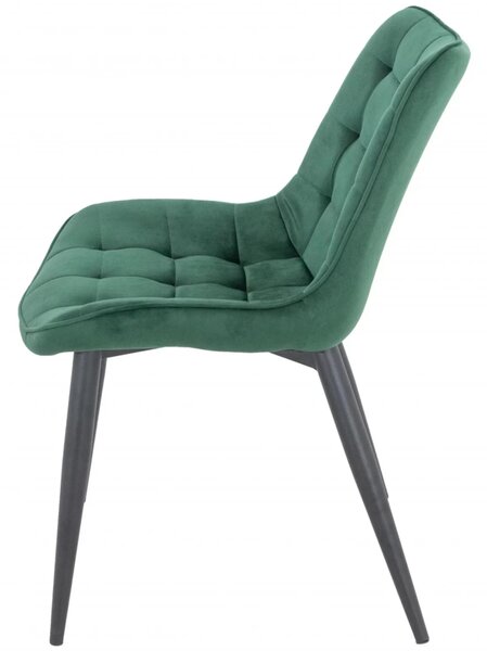 Set 2 scaune Osaka, DENVER, catifea verde, picioare metalice negre, 53x53x86 cm