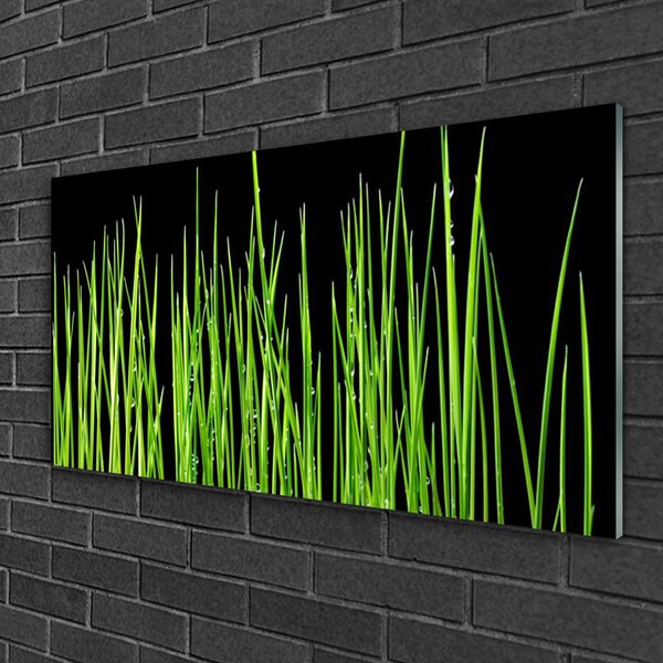 Tablou pe sticla Weed Floral Verde Negru