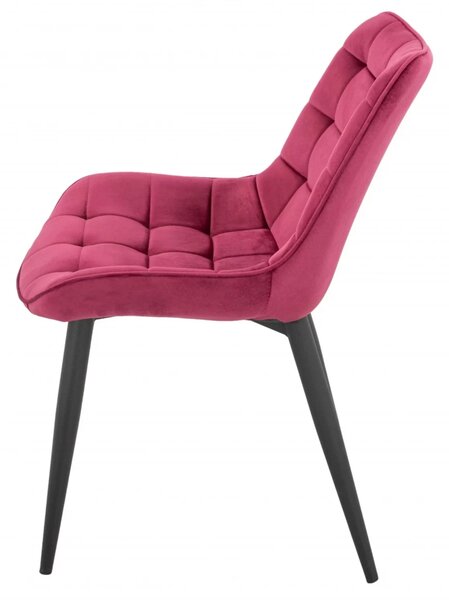 Set 2 scaune Osaka, DENVER, catifea bordo, picioare metalice negre, 53x53x86 cm