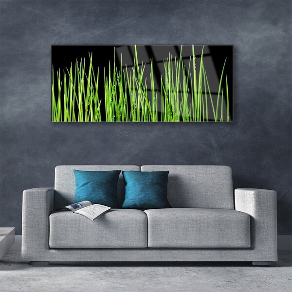 Tablou pe sticla Weed Floral Verde Negru