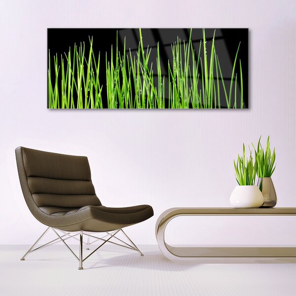 Tablou pe sticla Weed Floral Verde Negru