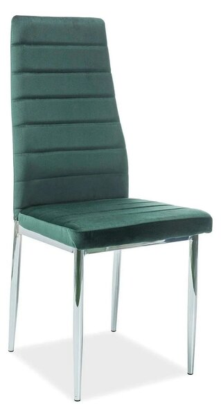 Scaun H261, verde/crom, stofa catifelata/metal, 40x38x96 cm