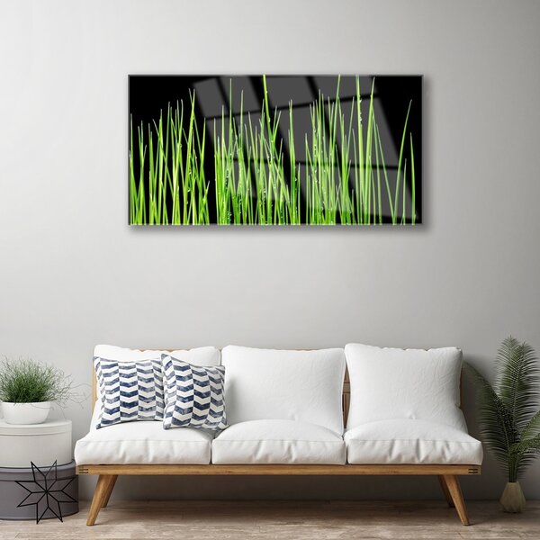 Tablou pe sticla Weed Floral Verde Negru