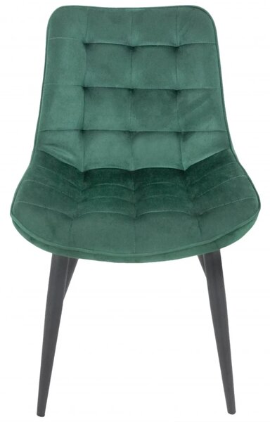 Set 2 scaune Osaka, DENVER, catifea verde, picioare metalice negre, 53x53x86 cm
