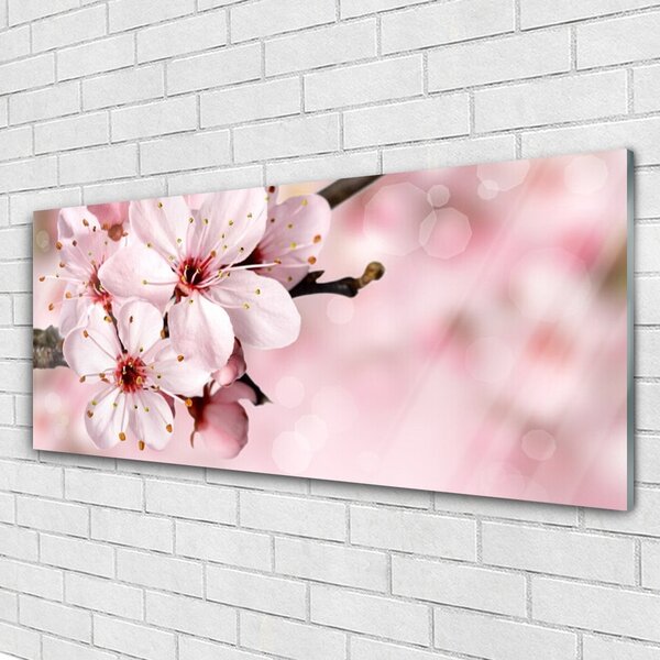 Tablou pe sticla Flori roz Floral