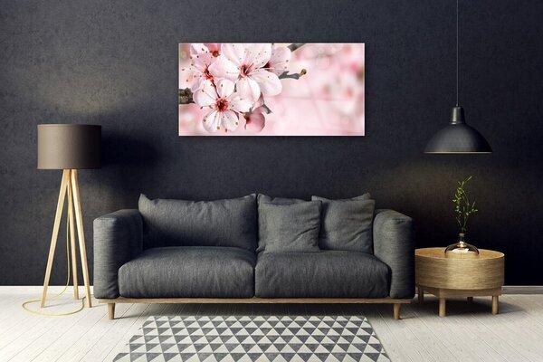 Tablou pe sticla Flori roz Floral