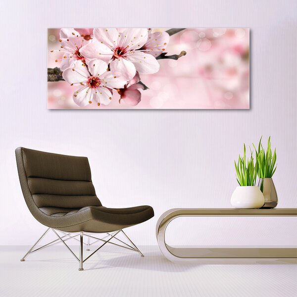 Tablou pe sticla Flori roz Floral
