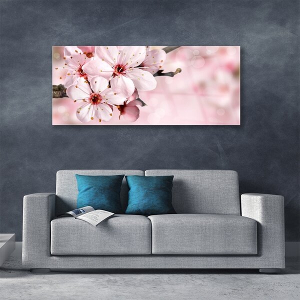 Tablou pe sticla Flori roz Floral
