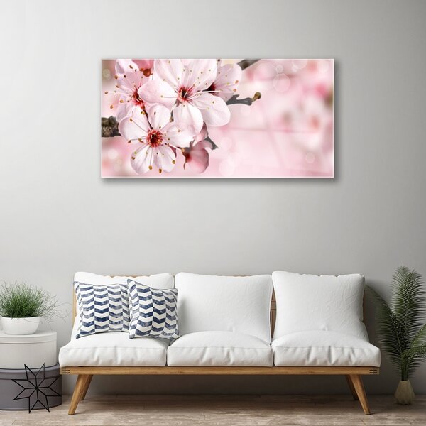 Tablou pe sticla Flori roz Floral