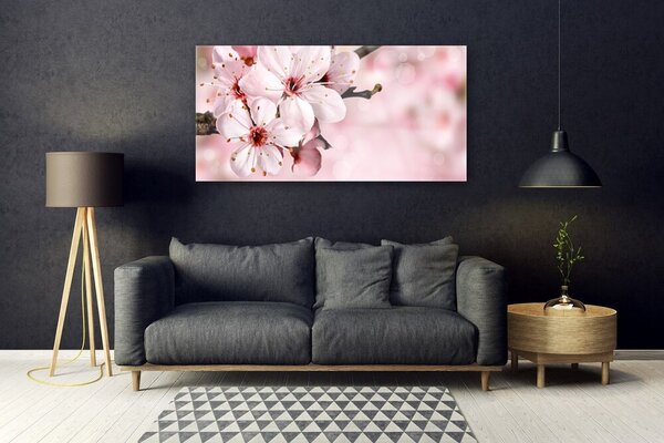 Tablou pe sticla Flori roz Floral