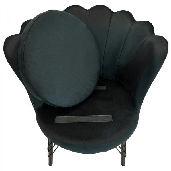 Set 4 fotolii Barcelona, DENVER, catifea neagra, perna detasabila, picioare negre, 71x71x79 cm