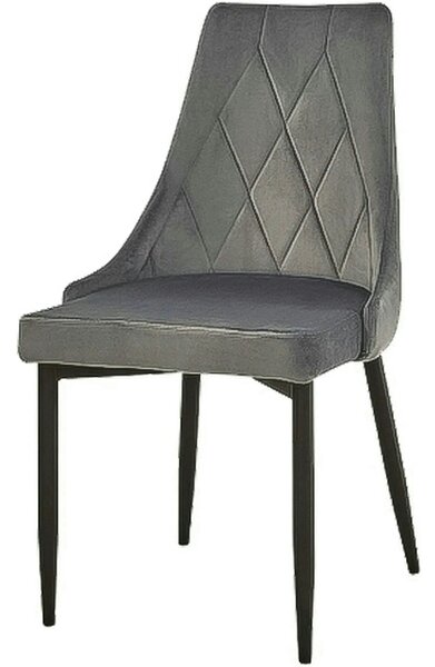 Scaun tapitat TRIX B, gri/negru, stofa catifelata/metal, 49x47x89 cm