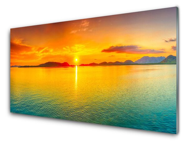 Panou sticla bucatarie Sea Sun Peisaj Galben Albastru