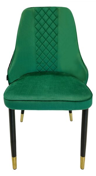 Set 4 scaune Modena, DENVER, catifea verde cu negru, picioare metalice negre, 47x59x90 cm