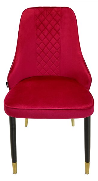 Set 2 scaune Modena, DENVER, catifea bordo cu negru, picioare metalice negre, 47x59x90 cm