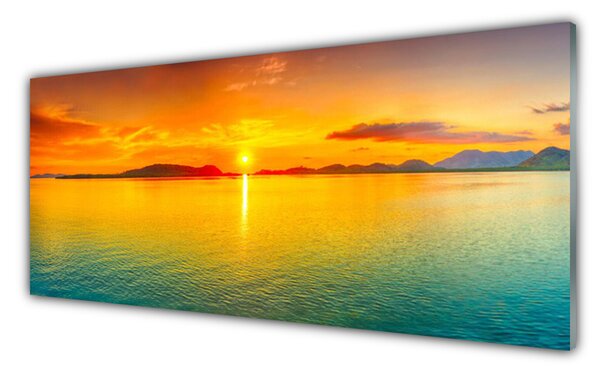 Panou sticla bucatarie Sea Sun Peisaj Galben Albastru
