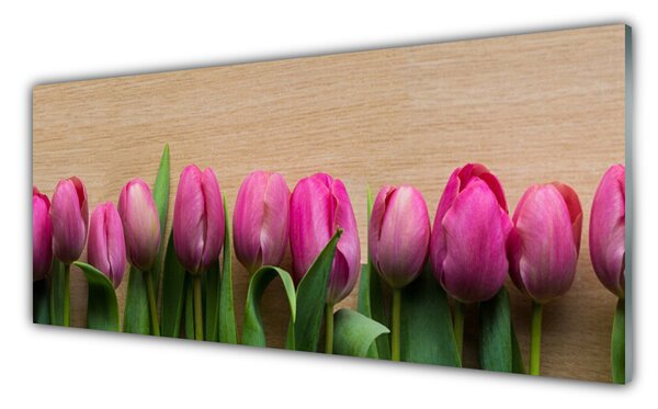 Tablou pe sticla Flori Floral Roz Verde Maro