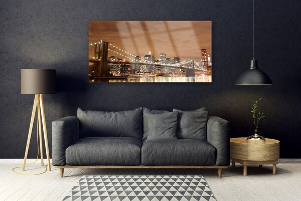 Tablou pe sticla Bridge City Arhitectura Sepia
