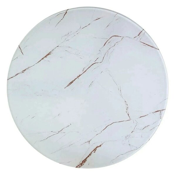 Masuta VEGA B, alb cu efect de marmura/negru/auriu, sticla/metal, 80x8