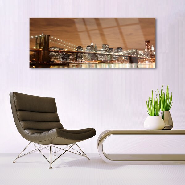 Tablou pe sticla Bridge City Arhitectura Sepia
