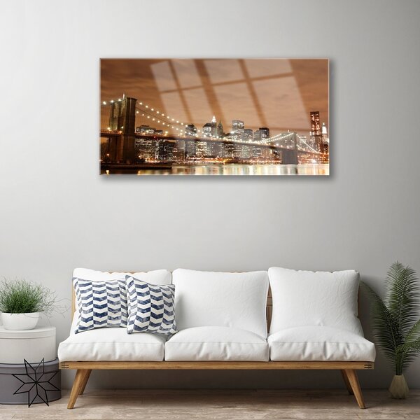 Tablou pe sticla Bridge City Arhitectura Sepia