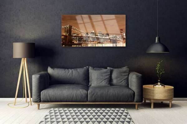 Tablou pe sticla Bridge City Arhitectura Sepia