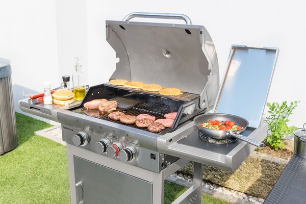 Grătar pe gaz CALIFORNIA BBQ, 4 arzătoare, cu regulator de presiune, argintiu Penta CZ