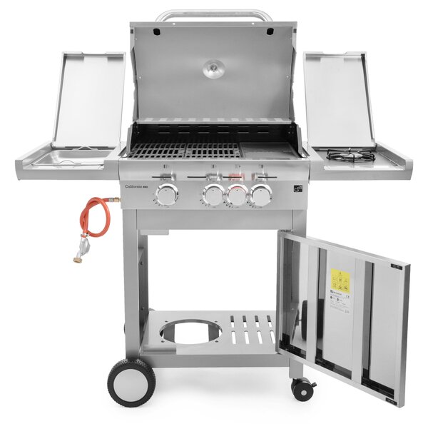 Grătar pe gaz CALIFORNIA BBQ, 4 arzătoare, cu regulator de presiune, argintiu Penta CZ